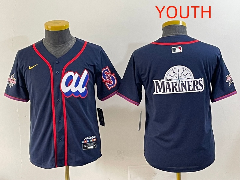 Youth 2025 Seattle Mariners Blank Drak Blue All star Blank Blue Nike MLB Jersey style 3->youth mlb jersey->Youth Jersey